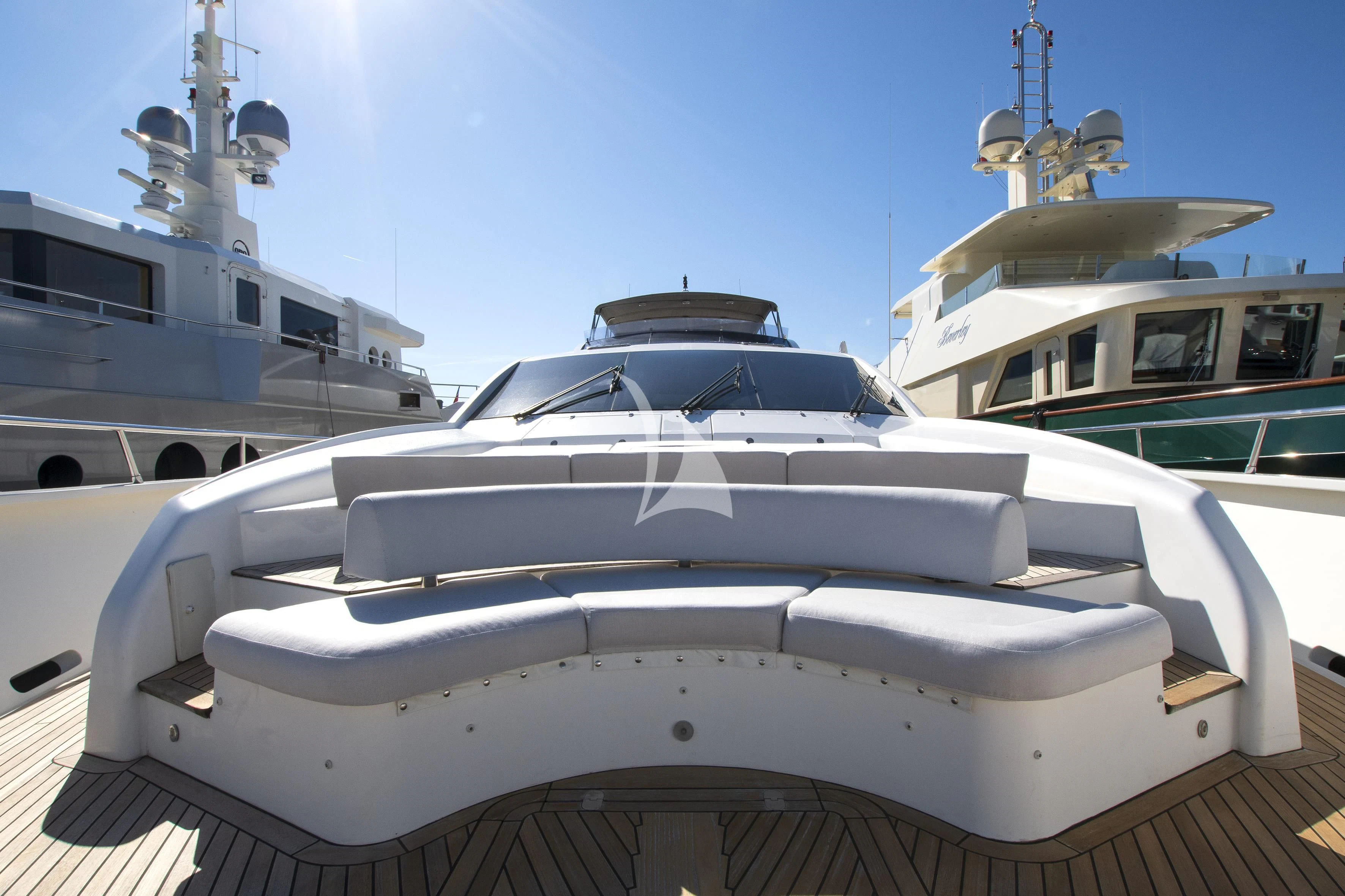 a white boat with a white roof aboard LADY EMMA Yacht for Sale