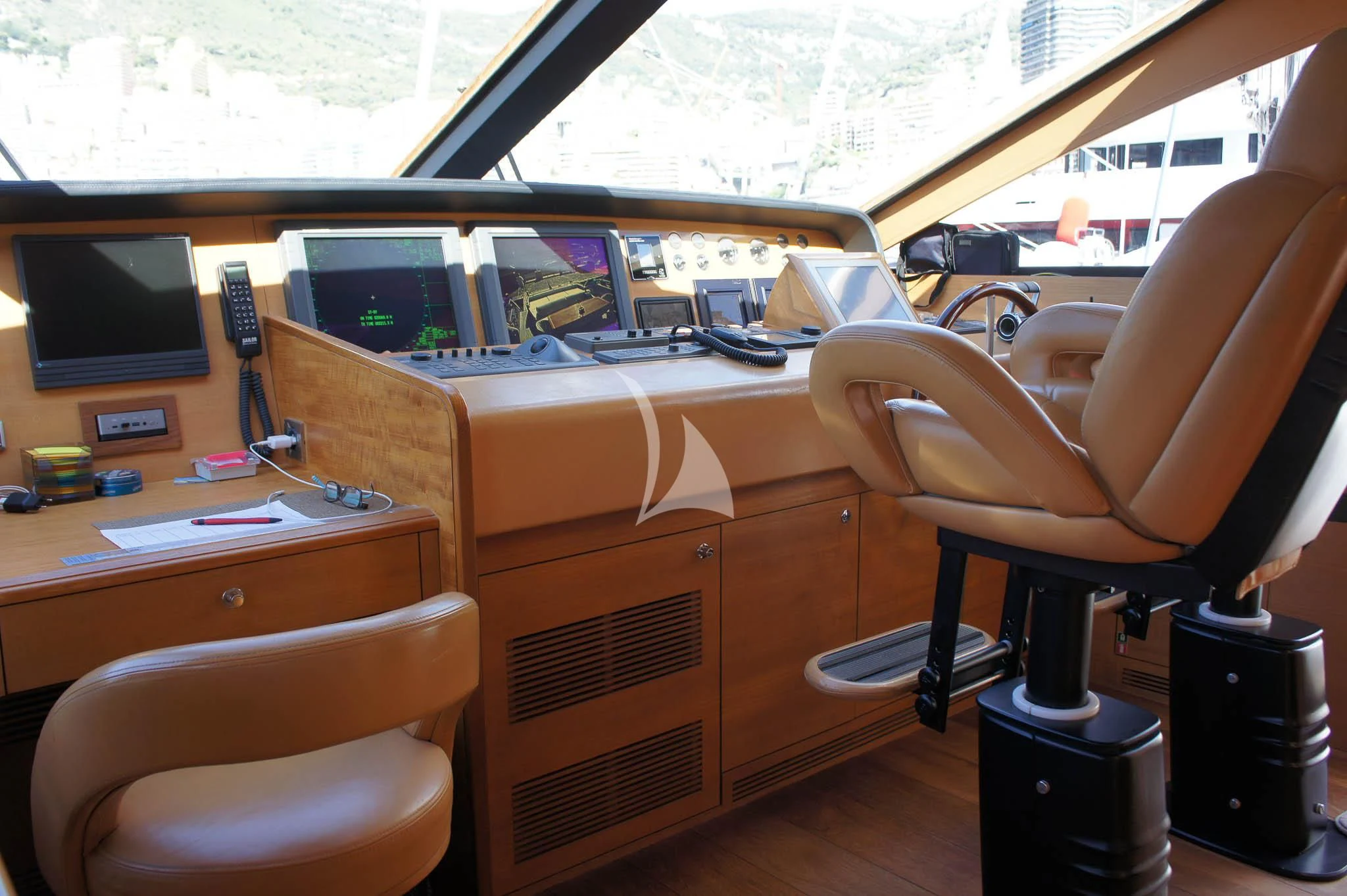 a person sitting at a desk aboard LADY EMMA Yacht for Sale
