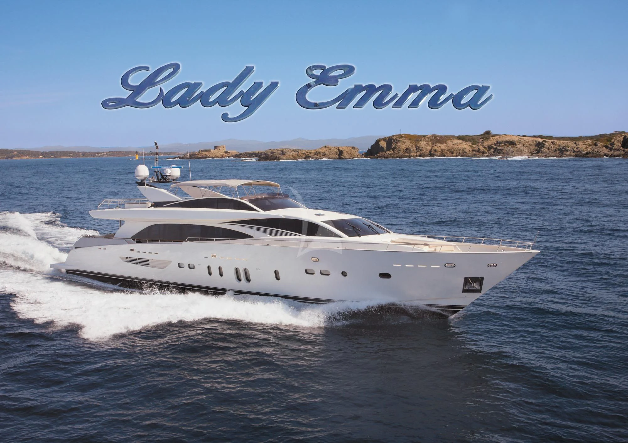 a white yacht on the water aboard LADY EMMA Yacht for Sale