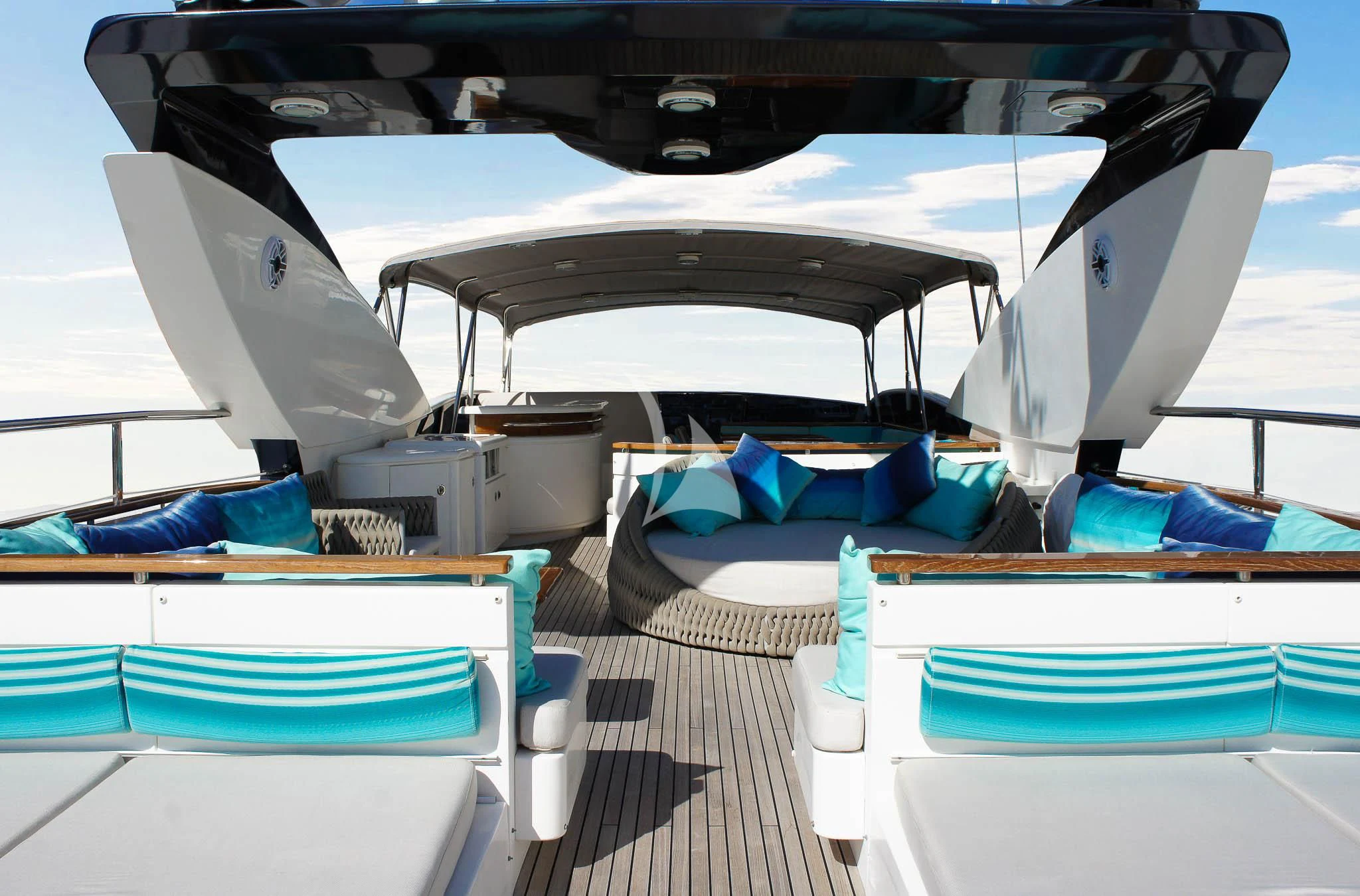 a boat with a deck and a deck aboard LADY EMMA Yacht for Sale