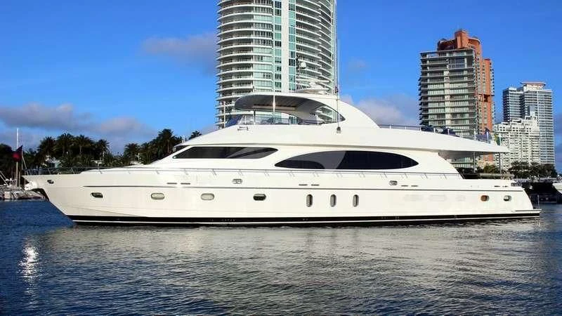 a white yacht in the water aboard DREAM ON Yacht for Sale