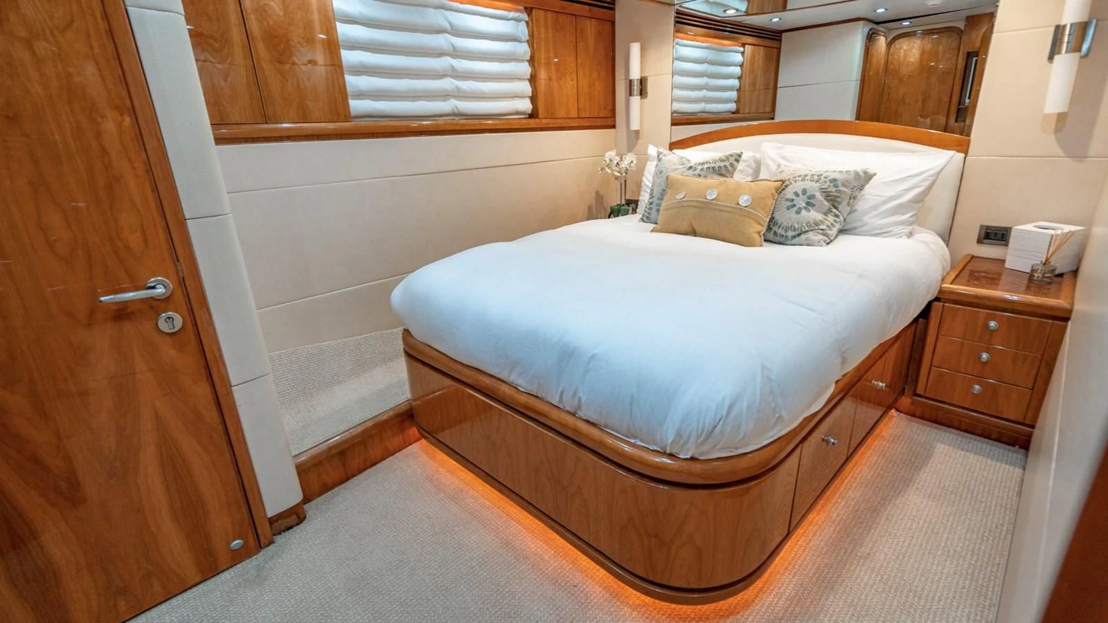 a bed in a room aboard DREAM ON Yacht for Sale