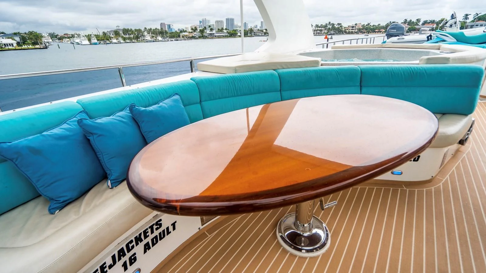 a boat on a deck aboard DREAM ON Yacht for Sale