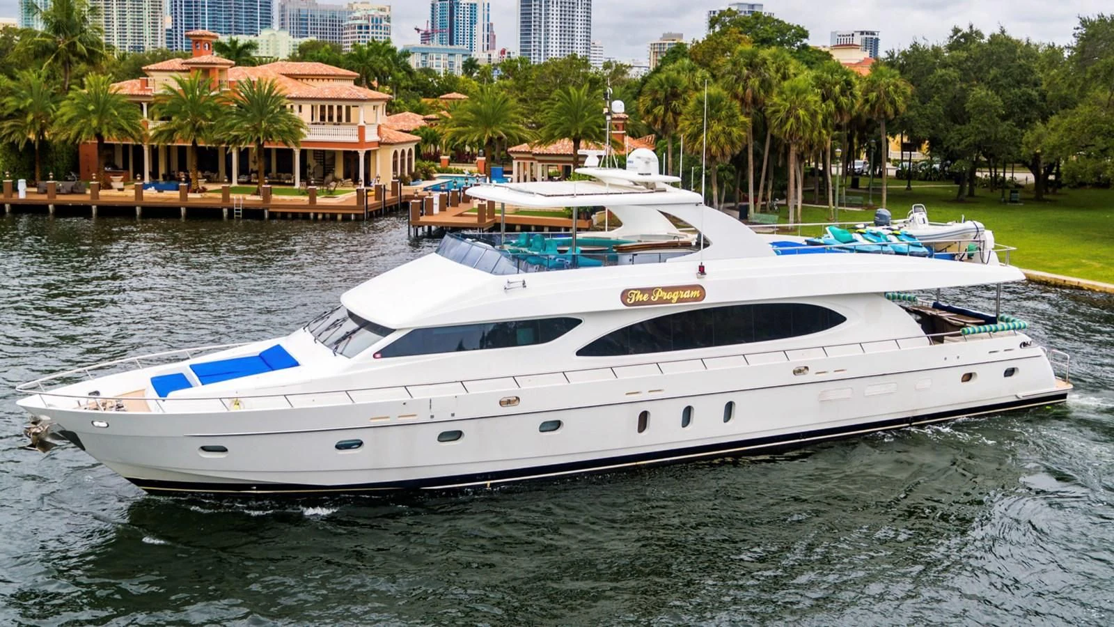 a white yacht on the water aboard DREAM ON Yacht for Sale