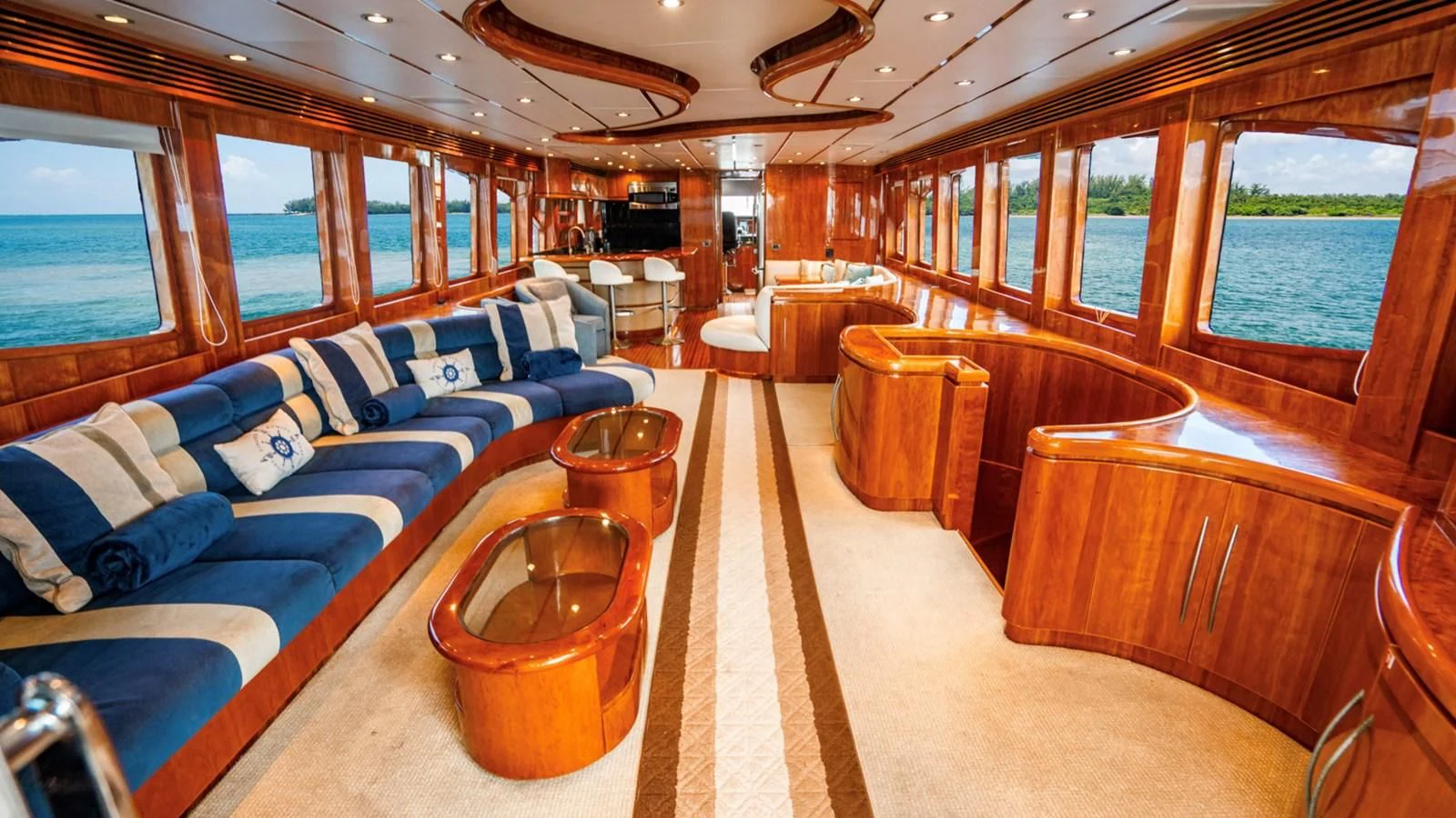inside of a train aboard DREAM ON Yacht for Sale