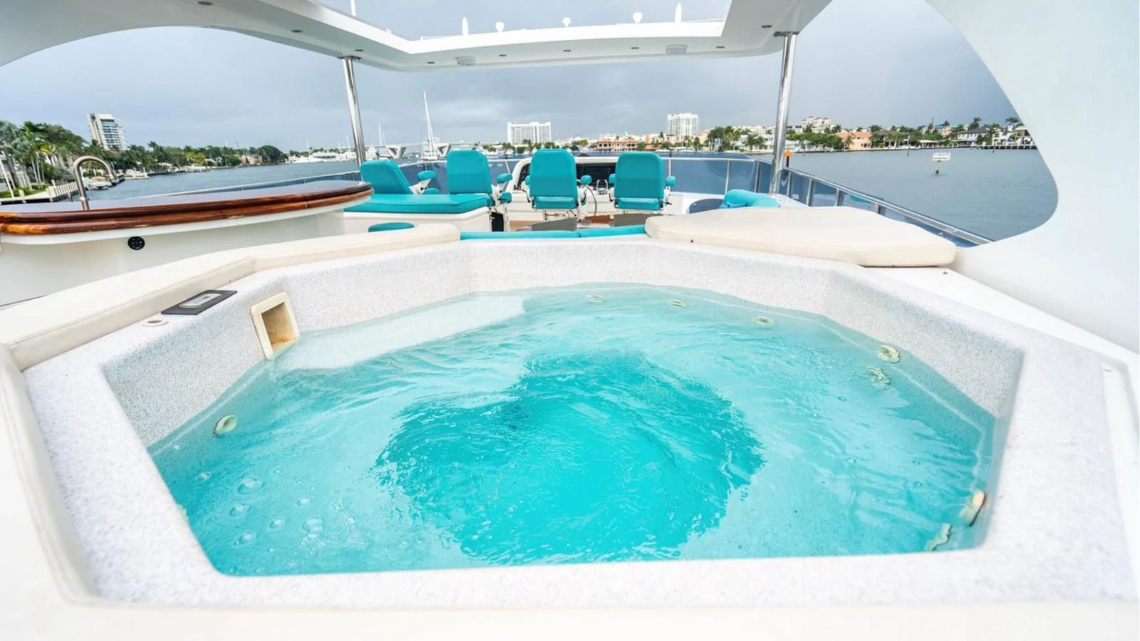 a swimming pool on a boat aboard DREAM ON Yacht for Sale