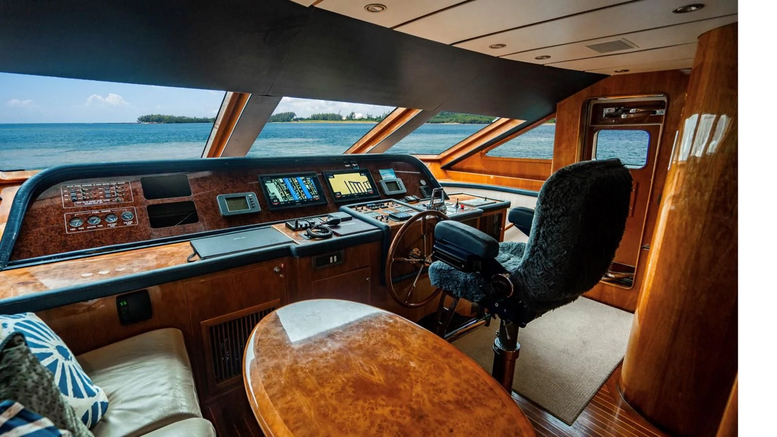 inside of a vehicle aboard DREAM ON Yacht for Sale