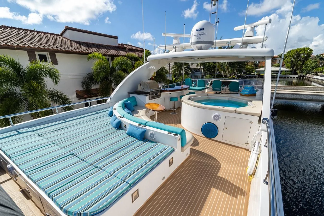 a boat docked at a pier aboard DREAM ON Yacht for Sale
