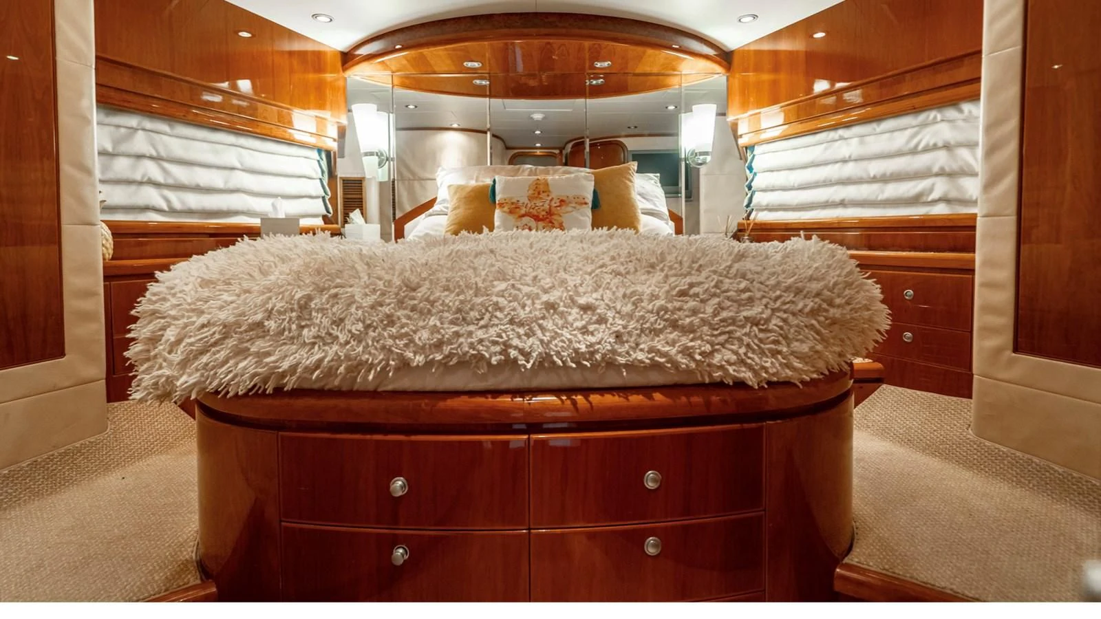a bed in a room aboard DREAM ON Yacht for Sale