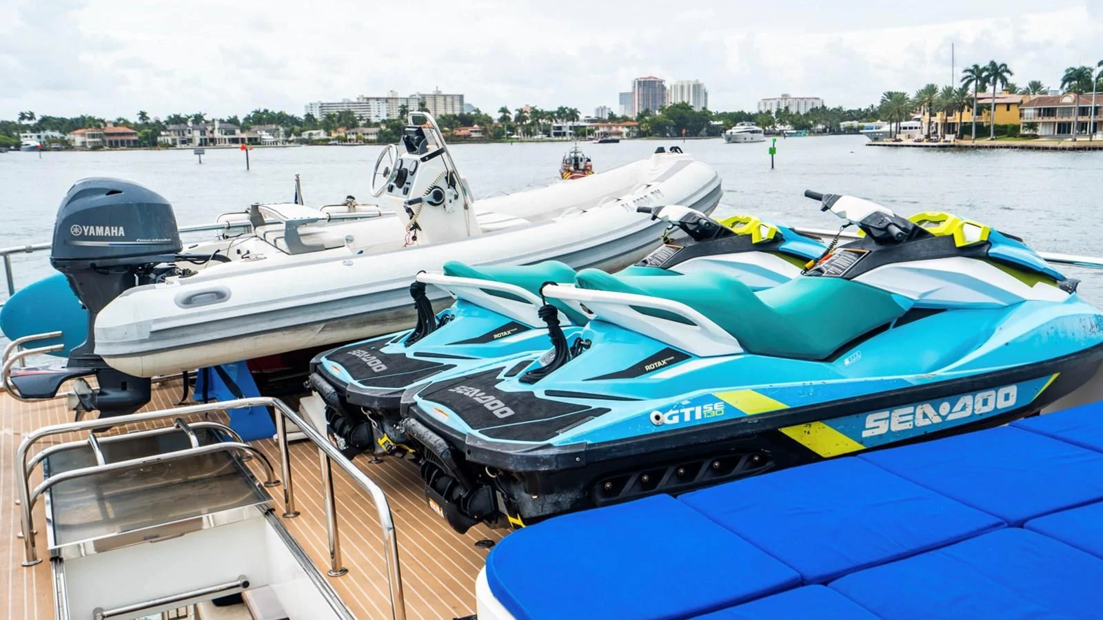 boats on a dock aboard DREAM ON Yacht for Sale