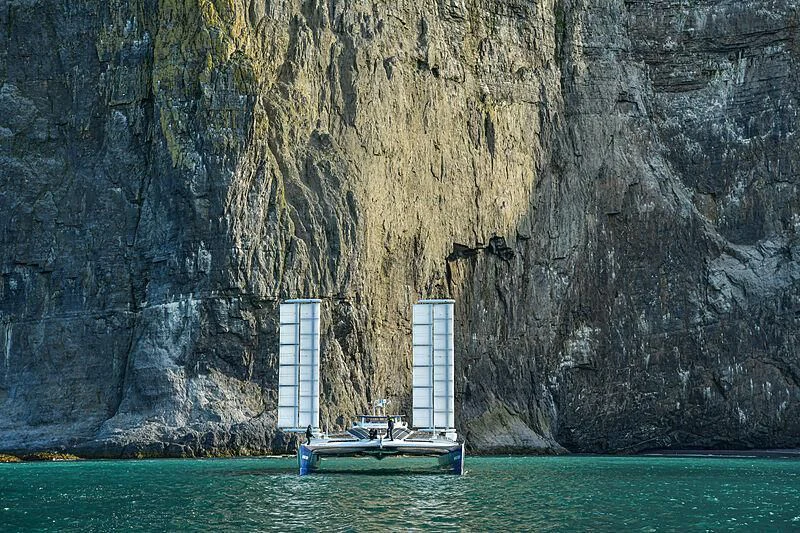 a boat in the water aboard ENERGY OBSERVER Yacht for Sale