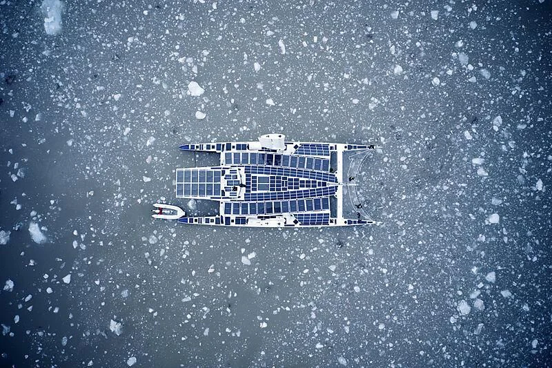 a building in the water aboard ENERGY OBSERVER Yacht for Sale