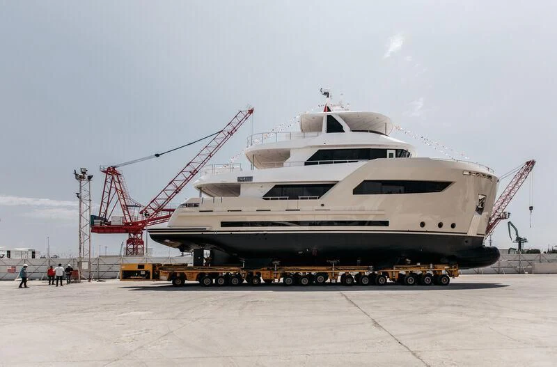 a large white ship aboard BERING 88/05 Yacht for Sale