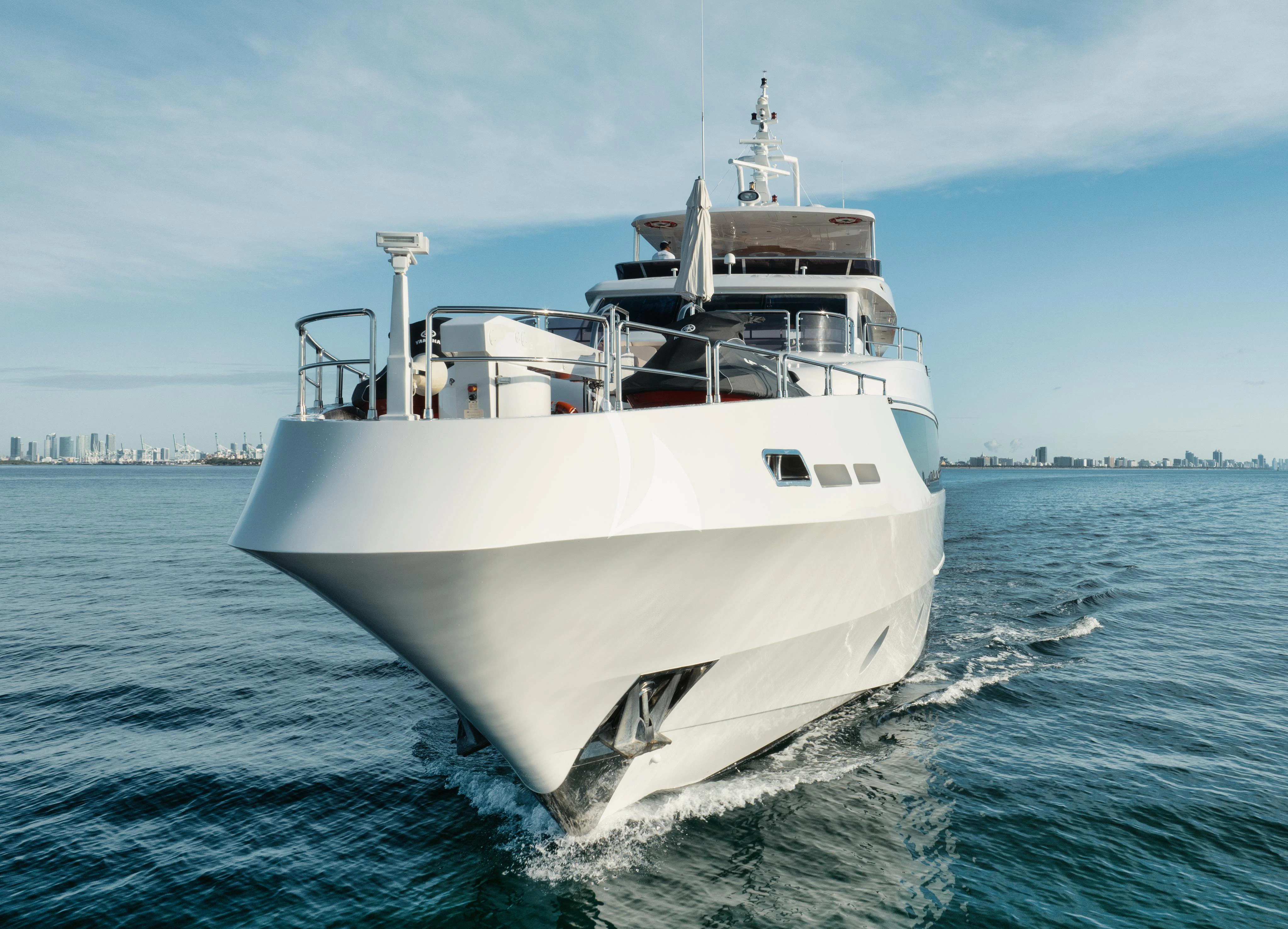 a large white boat in the water aboard PERSISTENCE Yacht for Sale