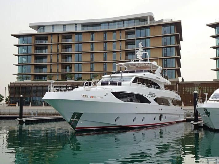 a large cruise ship docked aboard PERSISTENCE Yacht for Sale
