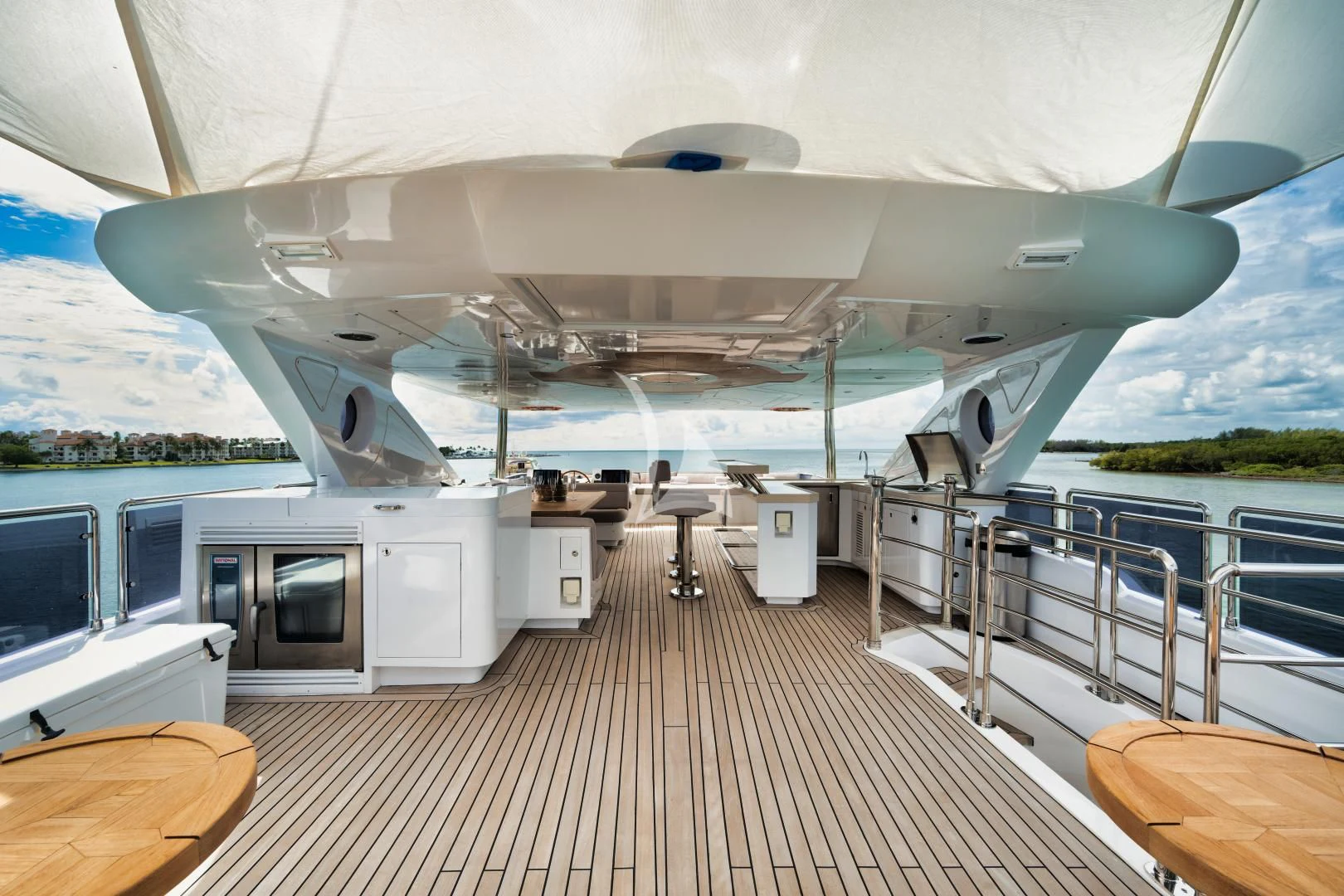 a large white airplane on a deck aboard PERSISTENCE Yacht for Sale