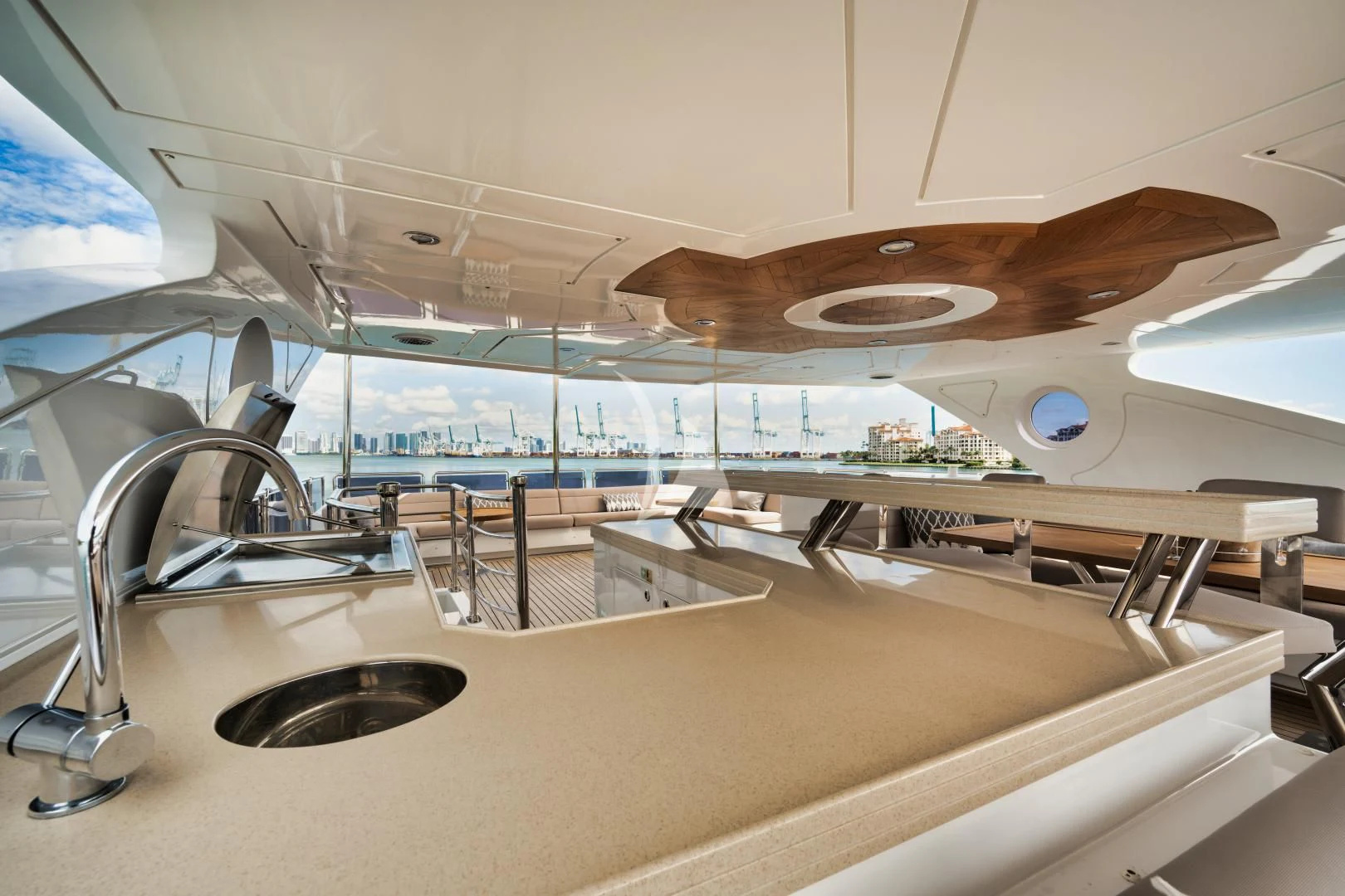 a large airplane with a large ceiling aboard PERSISTENCE Yacht for Sale
