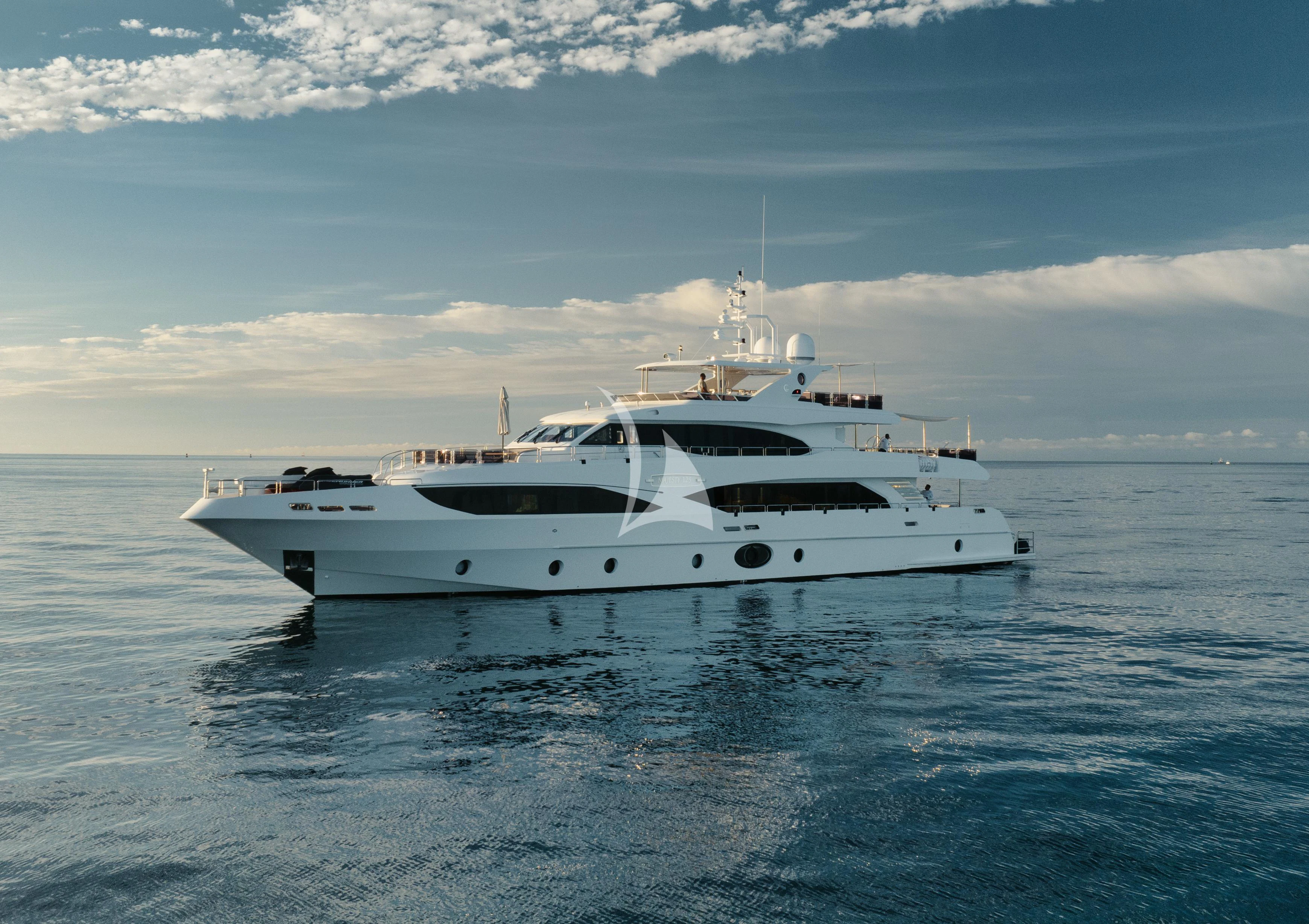 a white yacht in the water aboard PERSISTENCE Yacht for Sale