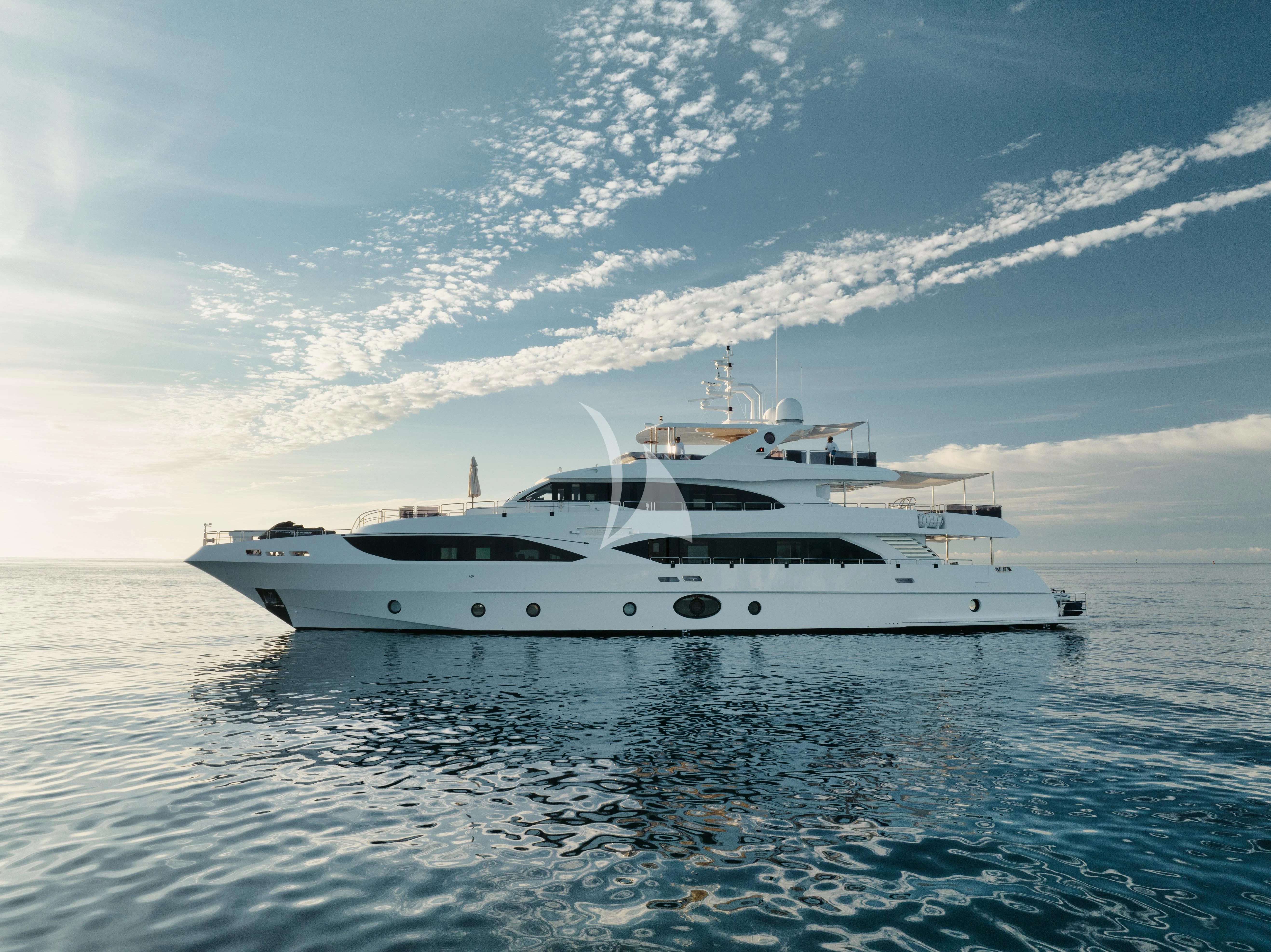 a white yacht in the water aboard PERSISTENCE Yacht for Sale