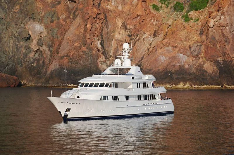 a boat in the water aboard AMBITION Yacht for Sale