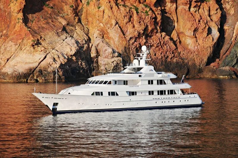 a boat in the water aboard AMBITION Yacht for Sale