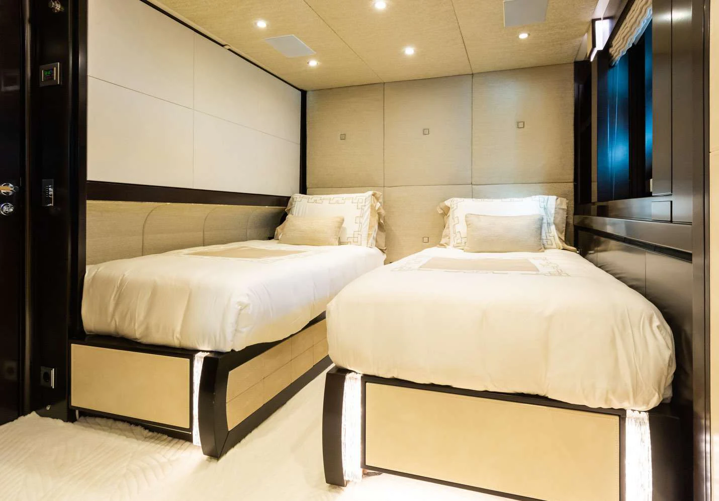 a room with two beds aboard SILVER WIND Yacht for Charter