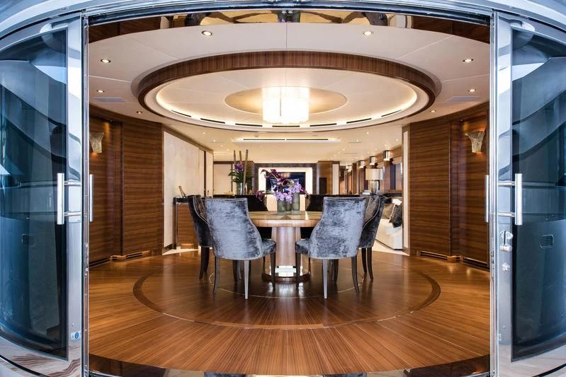 a room with a table and chairs aboard SILVER WIND Yacht for Charter