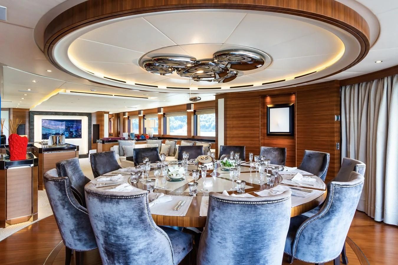 a large dining room with a large table and chairs aboard SILVER WIND Yacht for Charter