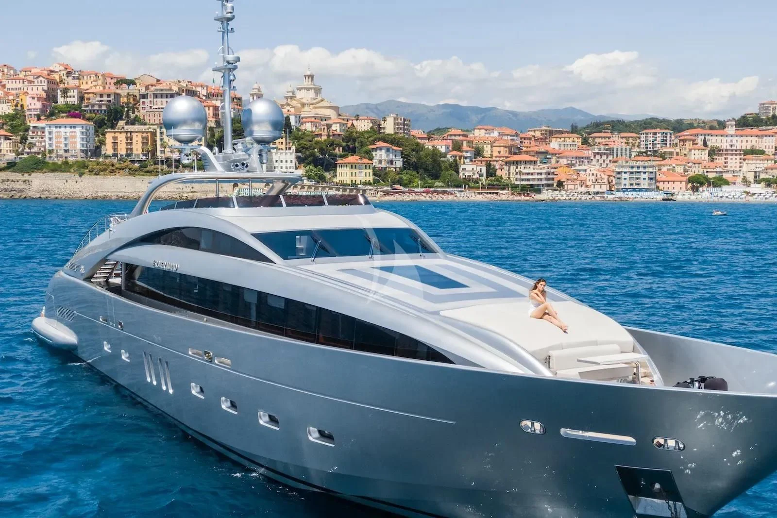 a white boat on the water aboard SILVER WIND Yacht for Charter