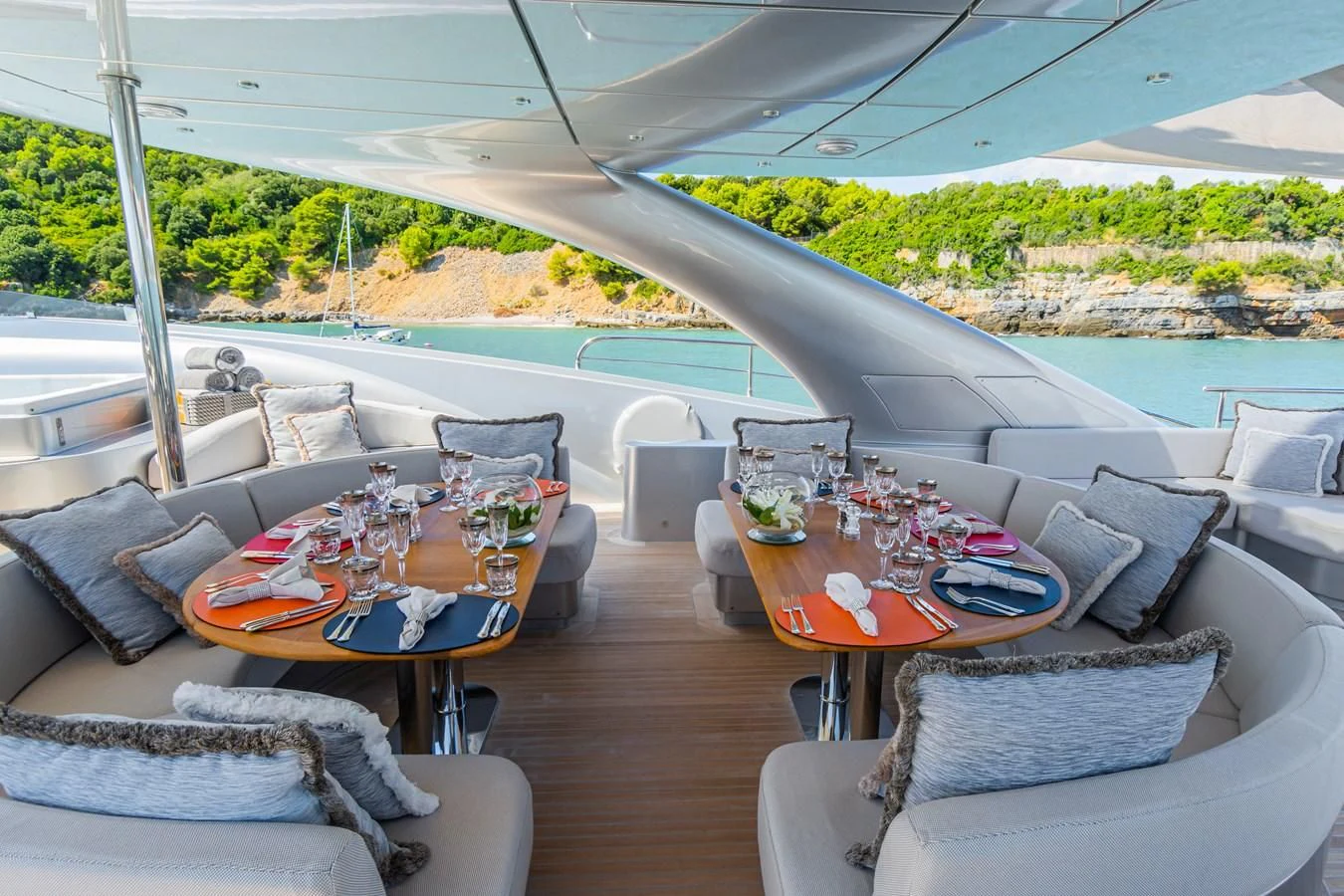 a table on a deck aboard SILVER WIND Yacht for Charter