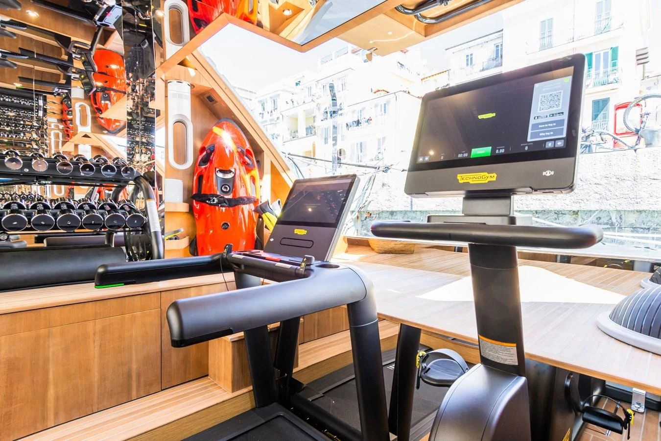 a room with a desk and computer aboard SILVER WIND Yacht for Charter