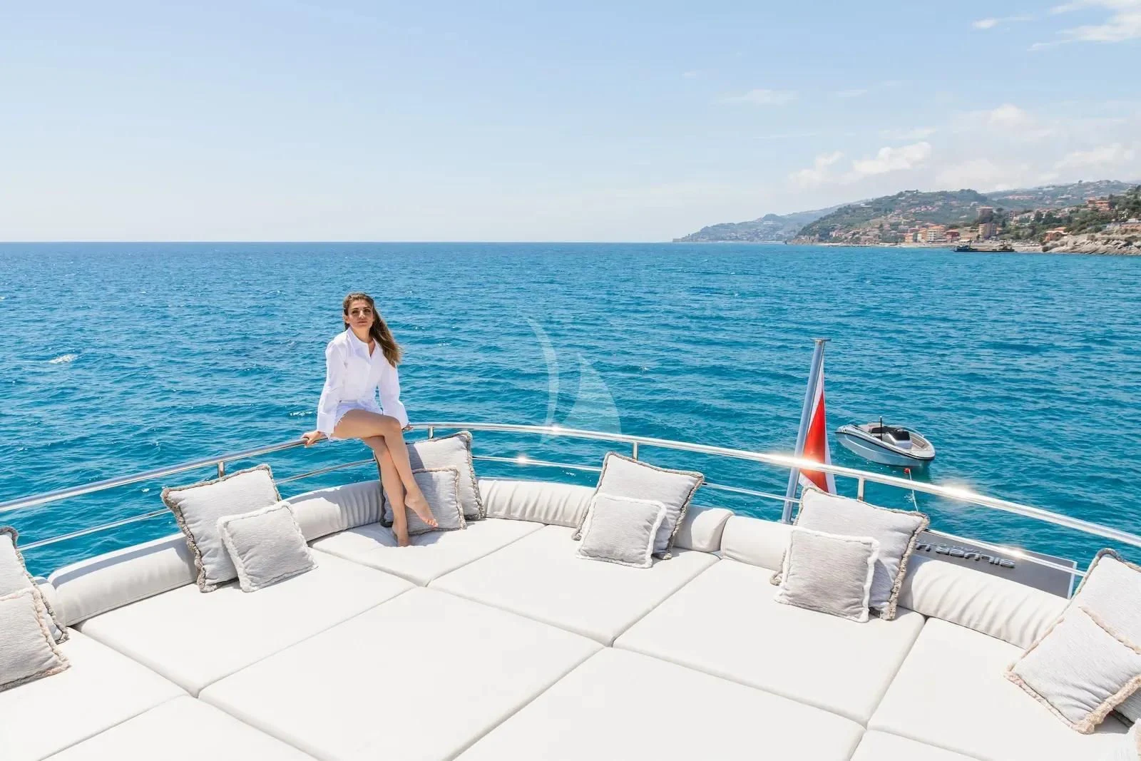 a person sitting on a boat aboard SILVER WIND Yacht for Charter