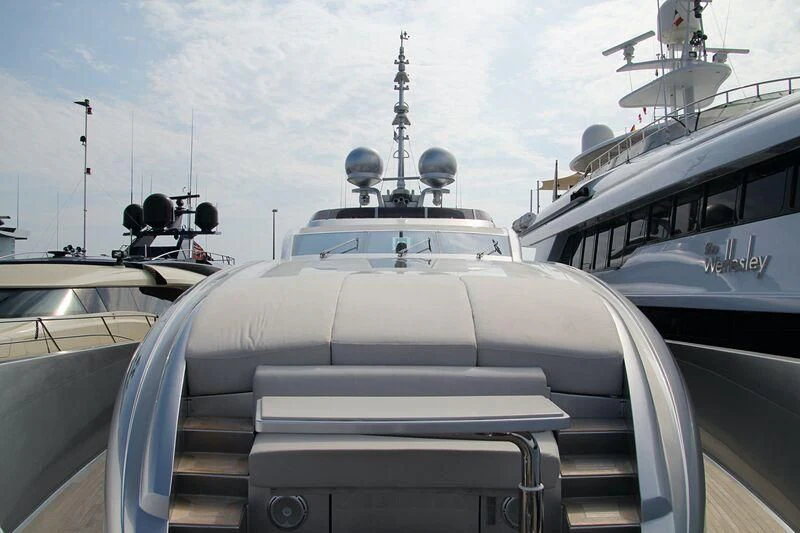 a boat with a large white boat aboard SILVER WIND Yacht for Charter