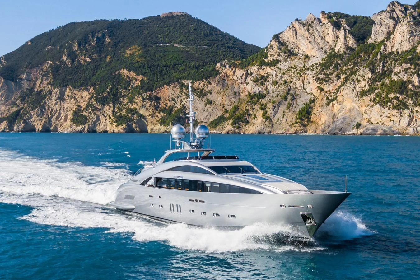 a boat moving through the water aboard SILVER WIND Yacht for Charter