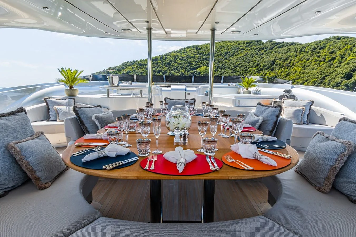 a table set for a meal aboard SILVER WIND Yacht for Charter