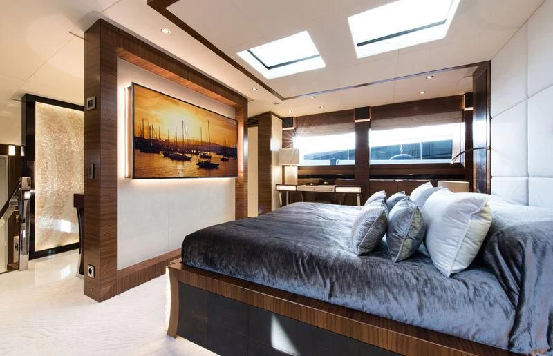 a large bed in a room aboard SILVER WIND Yacht for Charter