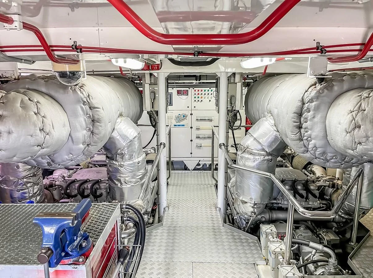 a room with machinery aboard VERSE Yacht for Sale