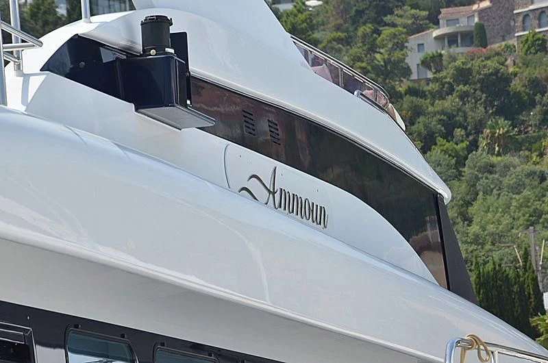 a white train on a track aboard VERSE Yacht for Sale
