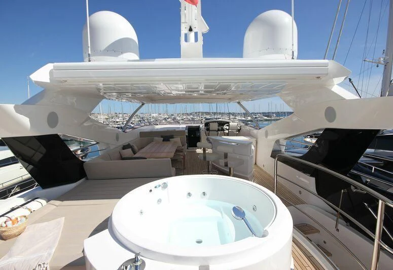 a large white ship aboard AMOUR I Yacht for Sale