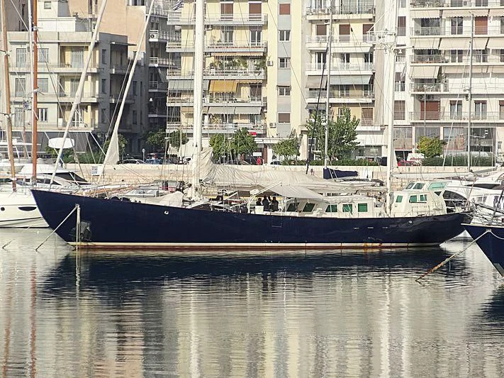 a boat docked at a pier aboard AMAZON Yacht for Sale
