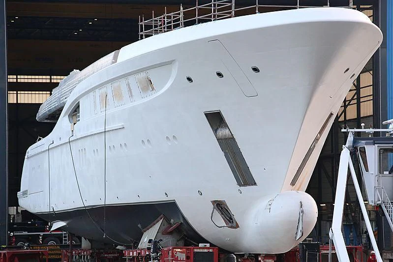 a large white space ship aboard PODIUM Yacht for Sale