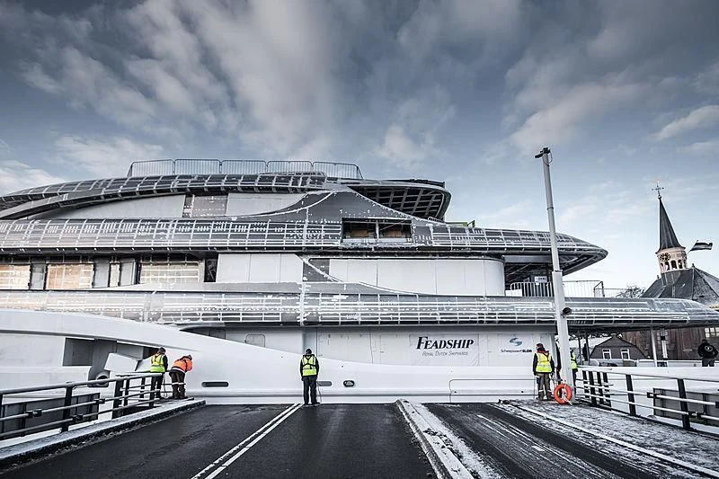 a large building with a roof aboard PODIUM Yacht for Sale