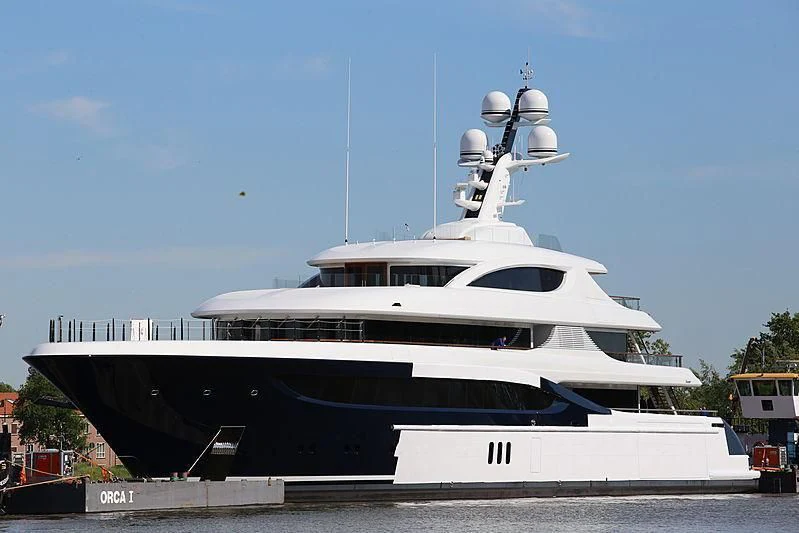 a large white yacht aboard PODIUM Yacht for Sale