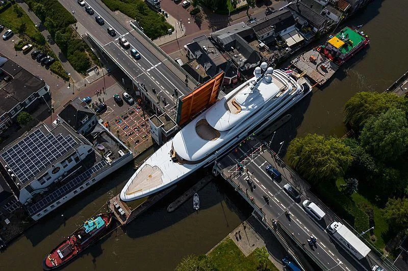 aerial view of a city aboard PODIUM Yacht for Sale