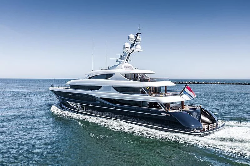 a boat on the water aboard PODIUM Yacht for Sale