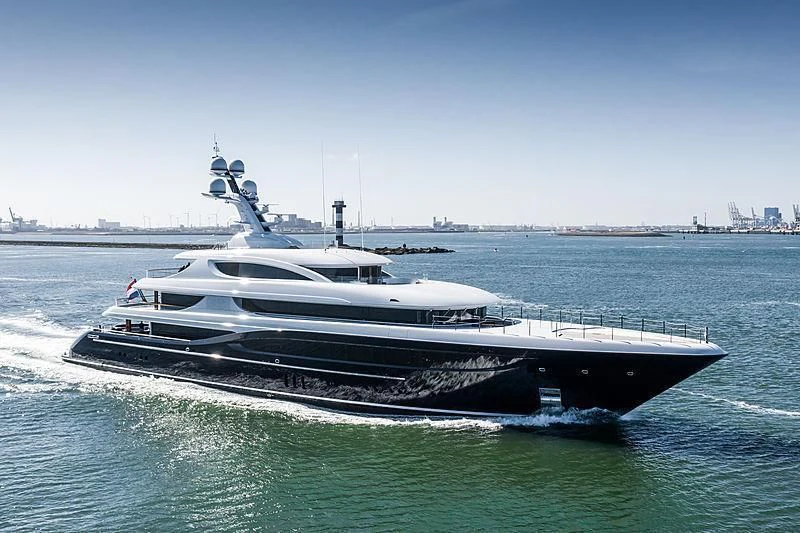 a boat on the water aboard PODIUM Yacht for Sale