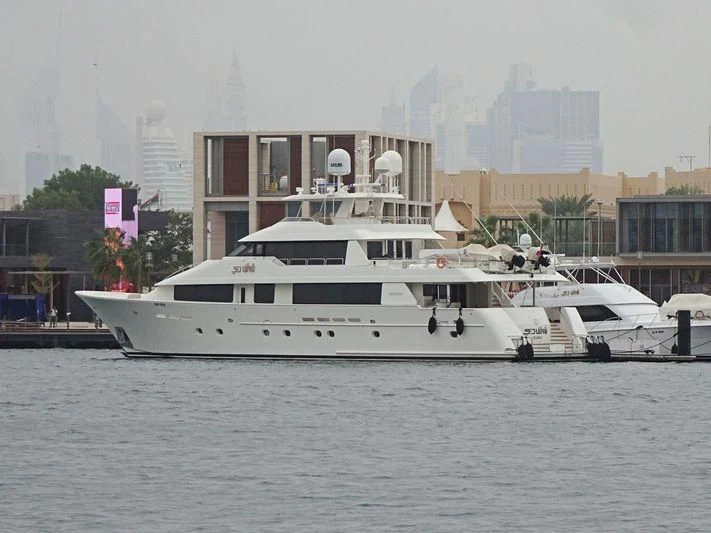 a white yacht in the water aboard SHAWAF DUBAI Yacht for Sale
