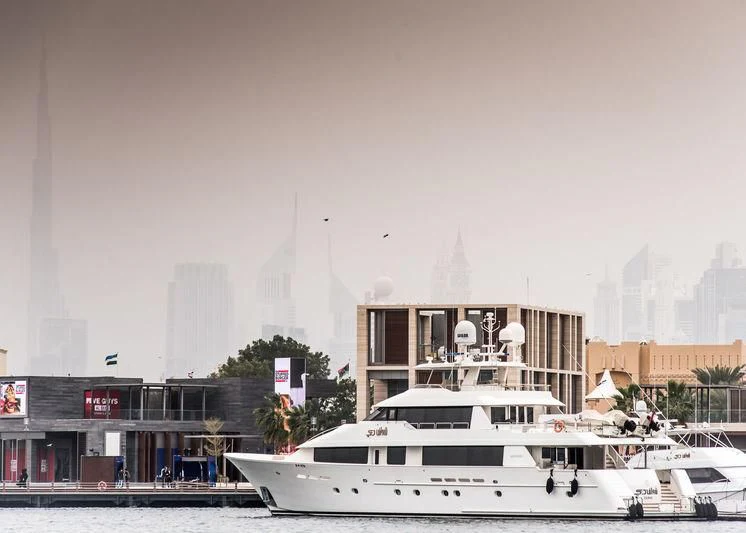a boat in the water aboard SHAWAF DUBAI Yacht for Sale