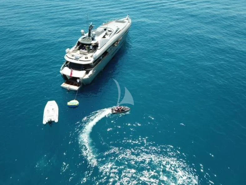 a boat in the water aboard FUSION Yacht for Charter