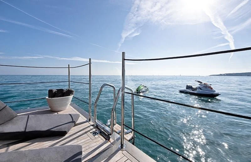 a boat on the water aboard FUSION Yacht for Charter